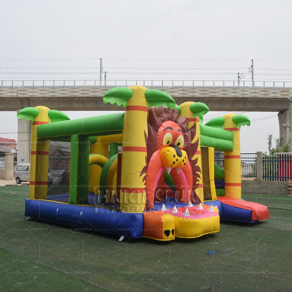 Inflatable Bouncy Castle Commercial Rental Bouncer Combo Lion Party Rental Bounce House with Slide