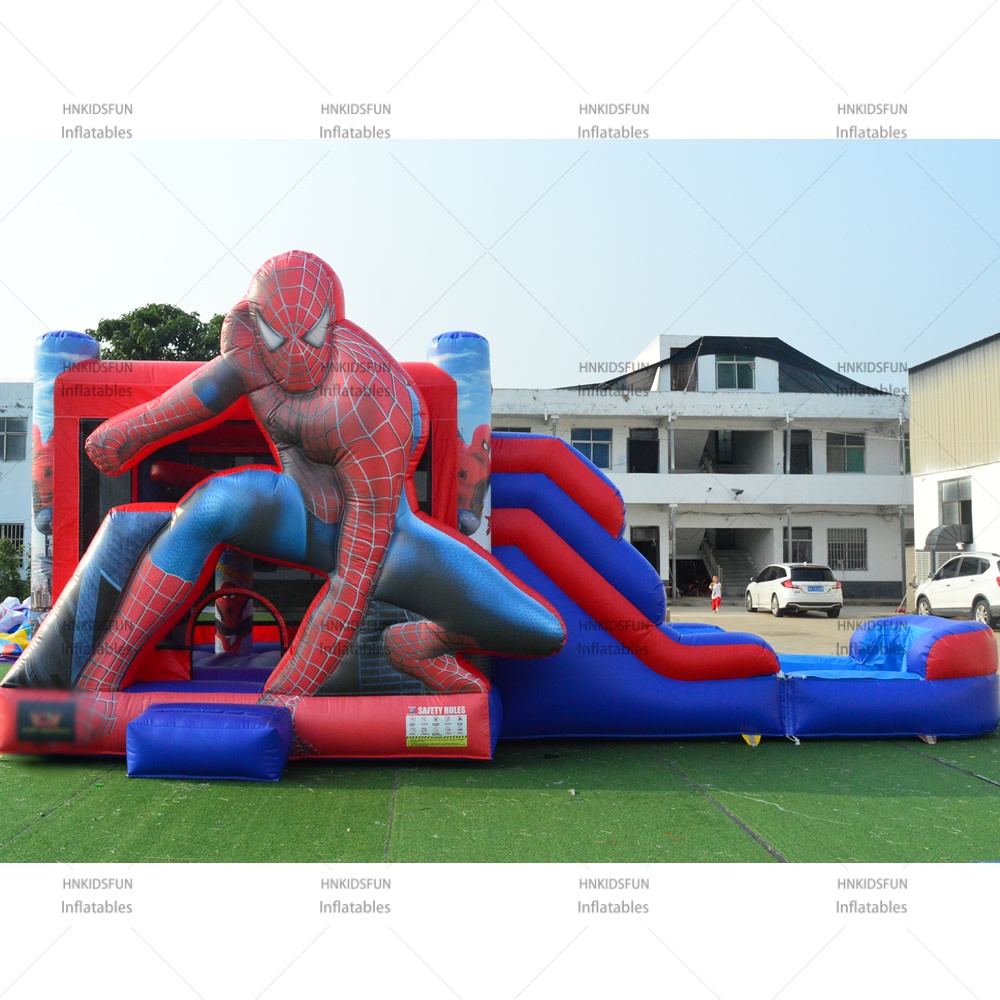 Commercial Kids Obstacle Game Combo Castle Inflatable Bouncy Slide Jump Spiderman Bounce House