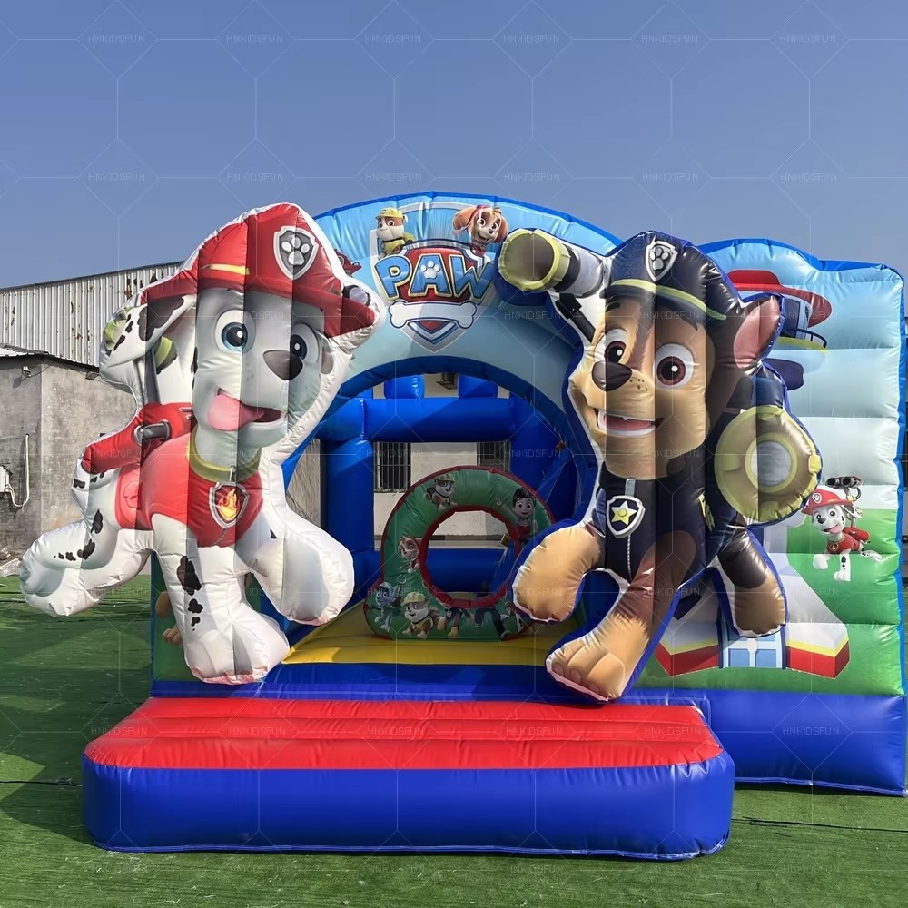 Commercial Cartoon Paw Inflatable Bouncer Cartoon Kids Paw Dog Inflatable Bouncy Castle Combo Bounce House with Slide