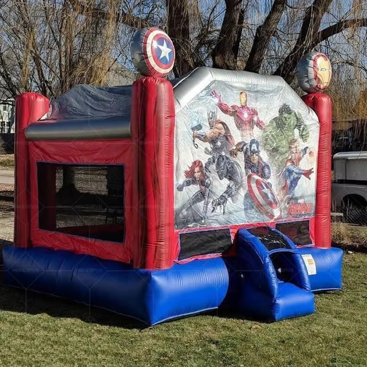 KFC98-Waterproof PVC Kids Party Size Bounce House 13x13 Superhero Inflatable Bouncer for Children Inflatable Castle Hupfburg