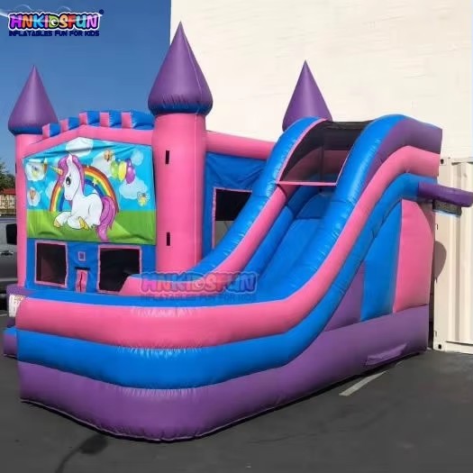 KFC109-Unicorn Commercial Inflatable Bounce House Bouncy Castle Slide Combo with Water Slide for Jumping Castles and Entertainment