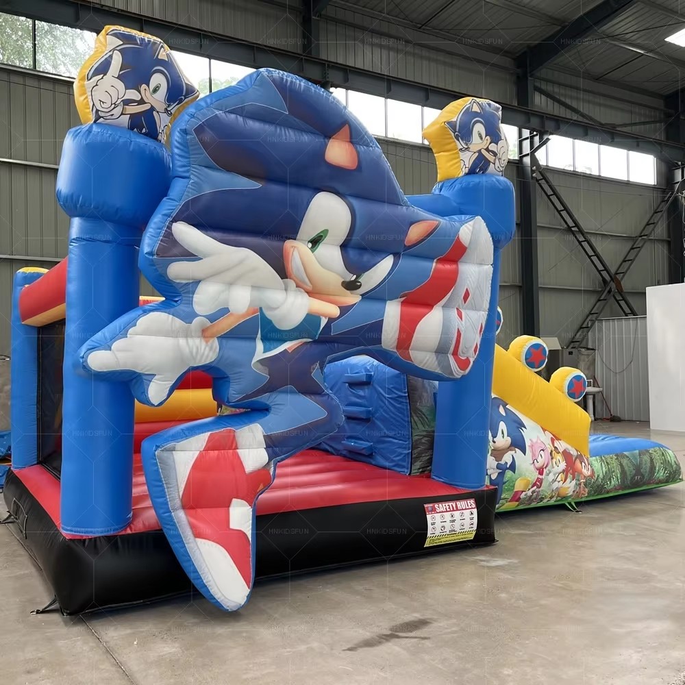 KFC123-Sonic Commercial Inflatable Bounce House with Slide Large Bouncy Castle for Kids Jump House Inflatable Bouncer for Party