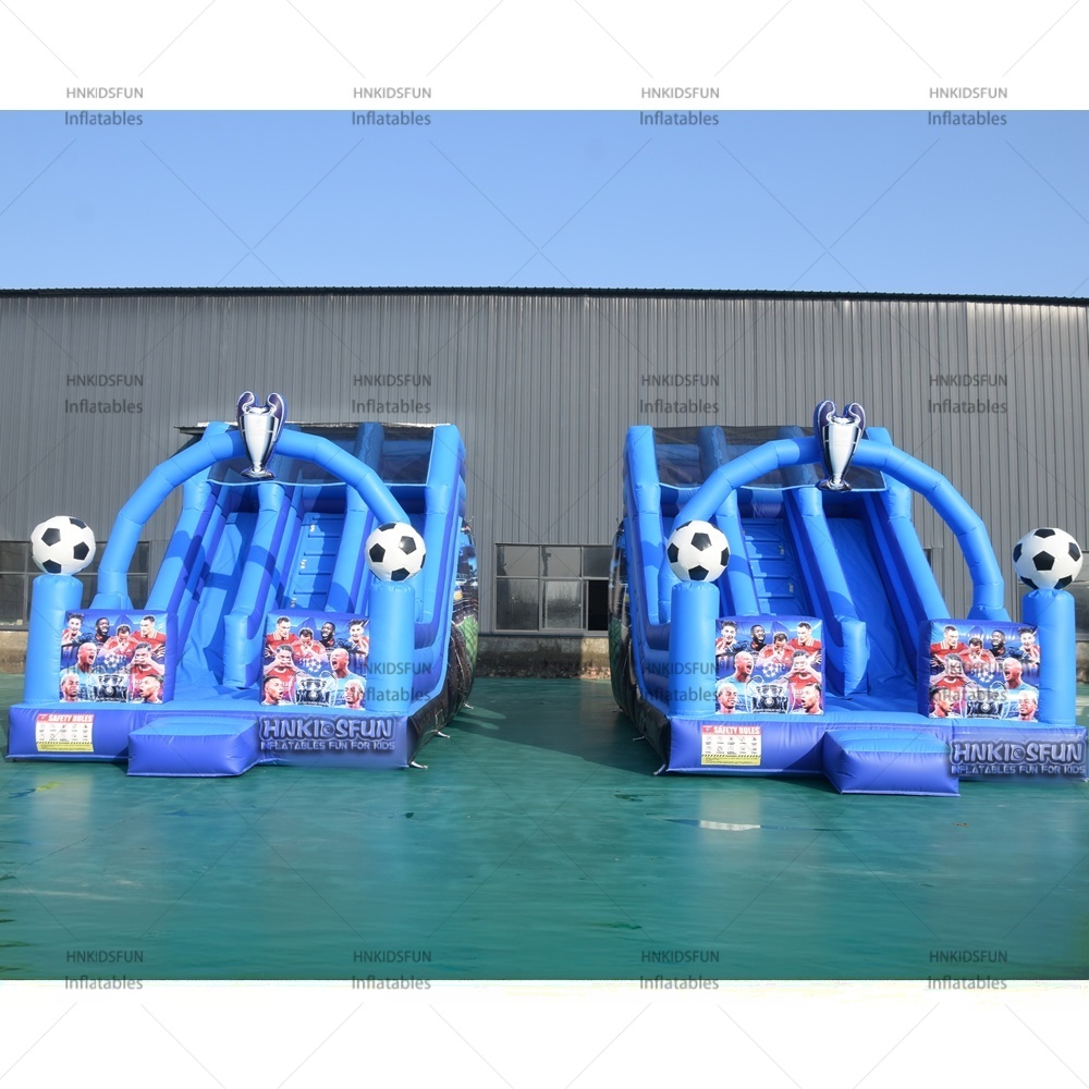 KFS150 Soccer Theme Inflatable Slide for Kids Commercial Double Lane Sports Party Carnival Amusement Park Outdoor Play Equipment