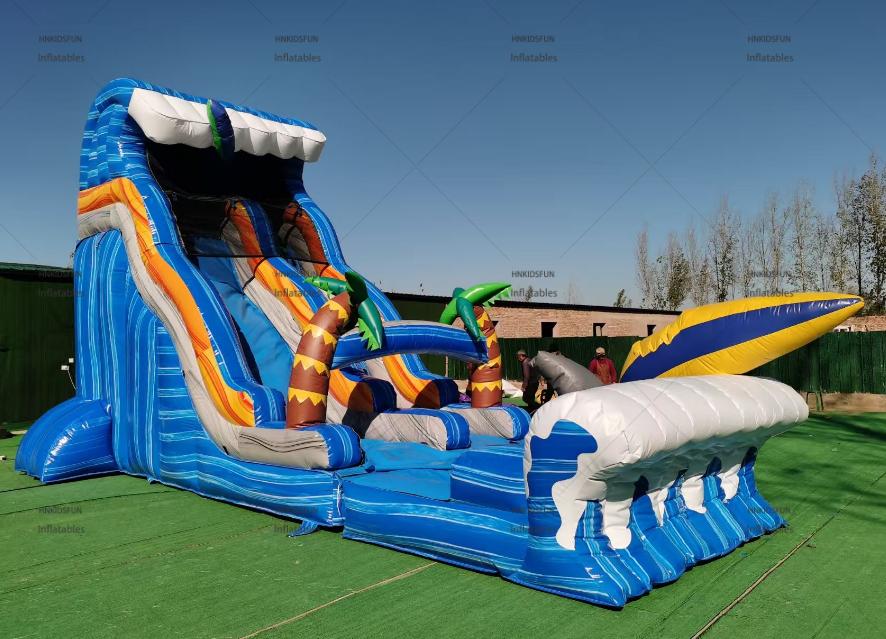 KFS153 Commercial Grade Waves Water Slide Inflatable Pool Surfing Skateboard Water Slide Inflatable with Water Pool