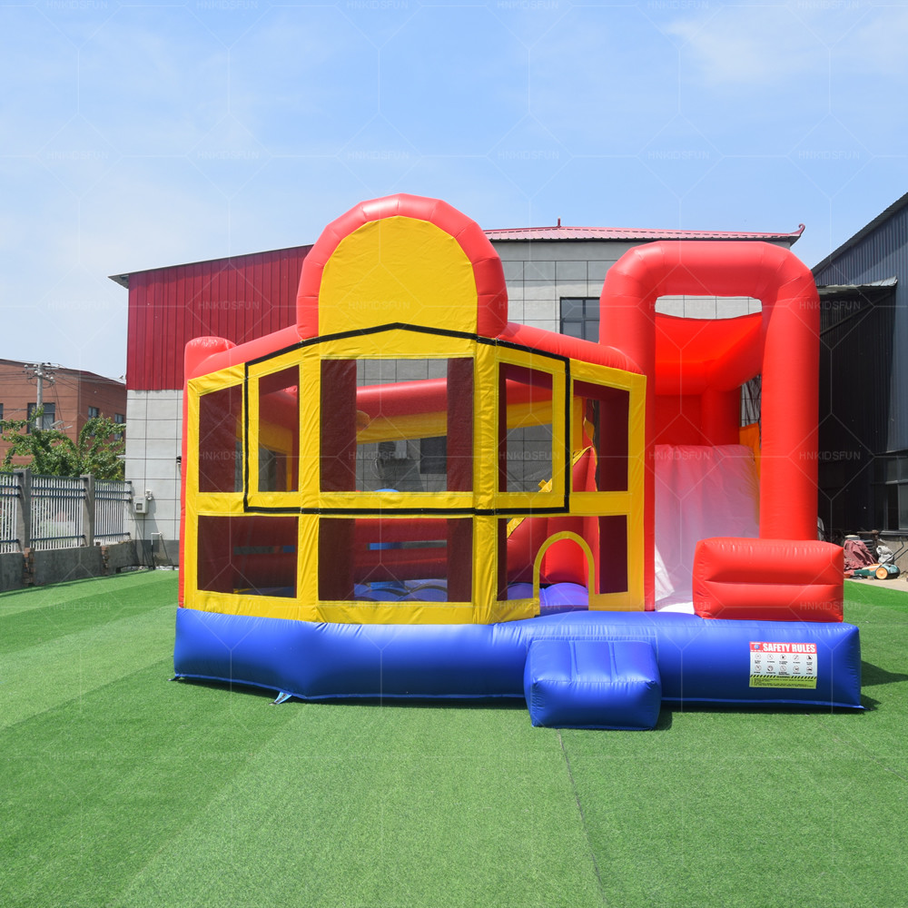 KFC205 Commercial Inflatable Bouncy Castle, Classic Color Inflatable Jumping House With Slide For Outdoor Birthday Events