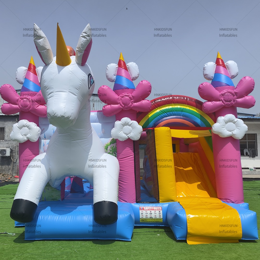 KFC214 Commercial PVC Castle Inflatable Bounce House Combo, Kids Jumping Castle with Double Dry Slides for Party Rental Backyard