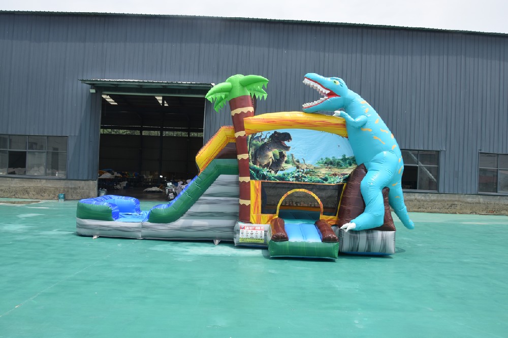 KFC224 Commercial Grade Dinosaur Theme Inflatable Bounce Combo, Full Print T-Rex Inflatable Playground for Amusement Park & Event Rental