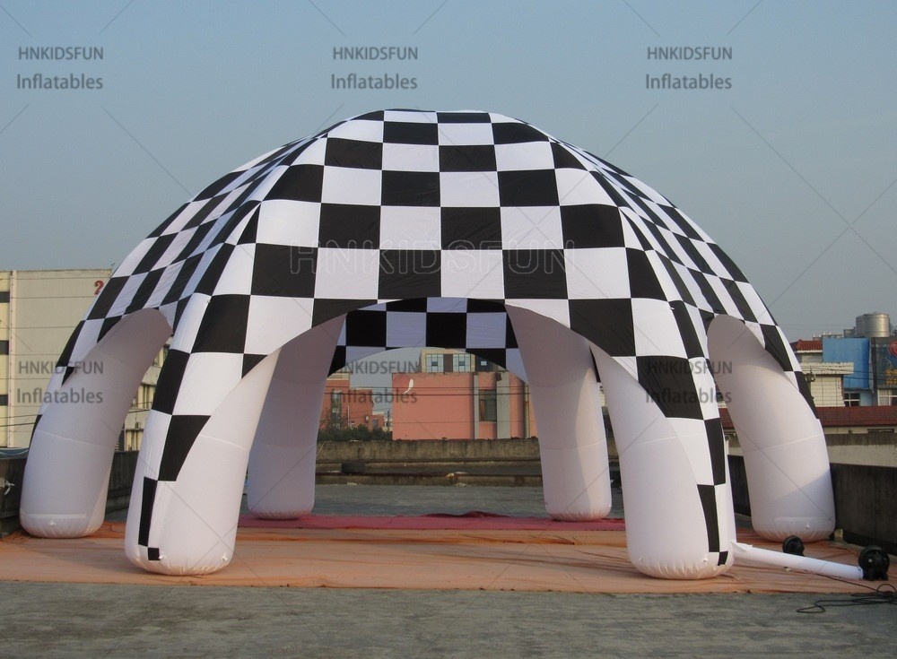 KFT007 inflatable spider tent, inflatable spider dome, checkered inflatable tent, racing inflatable canopy, multi leg inflatable tent, inflatable event dome