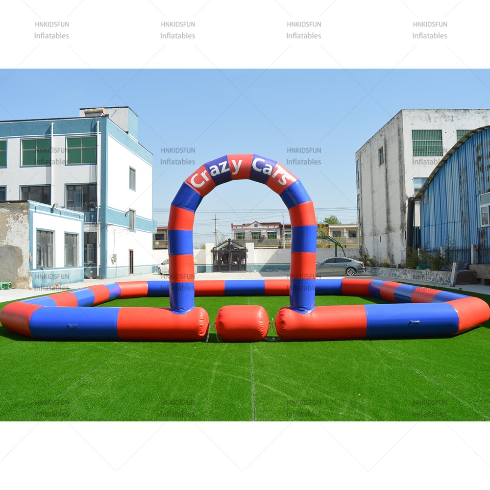KFG316 Inflatable Bumper Car Track With Crazy Cars Arch, Commercial PVC Inflatable Race Track Barrier For Kids Bumper Car Game & Amusement Event