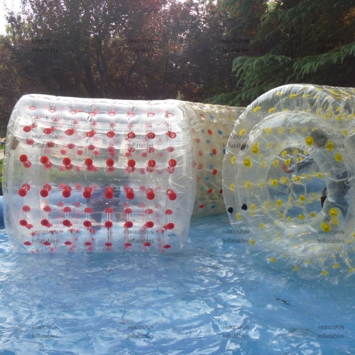 KFG317 Transparent Inflatable Water Roller, PVC Water Walking Roller With Colorful Buttons For Water Park & Lake Water Game