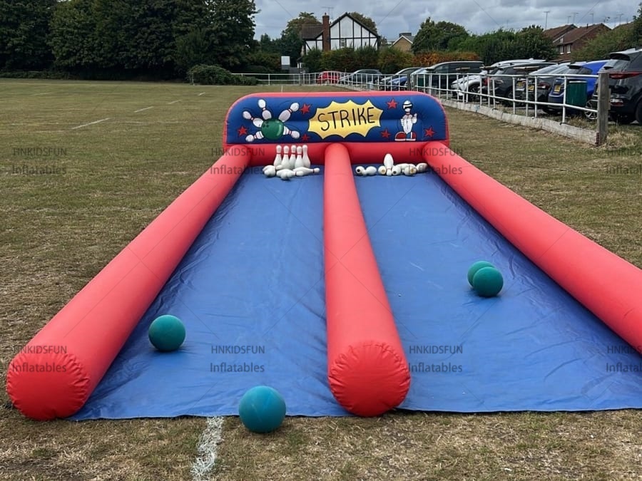KFG318 Commercial PVC Inflatable Bowling Alley Game, Giant Inflatable Bowling Lane with Big Pins & Balls for Outdoor Party Rental Events