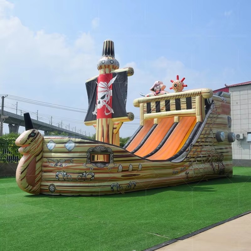 Inflatable Adult Giant Pirate Ship Blaster Combo Jumper Bouncer Jumping Bouncy Castle Bounce House with Water Slide