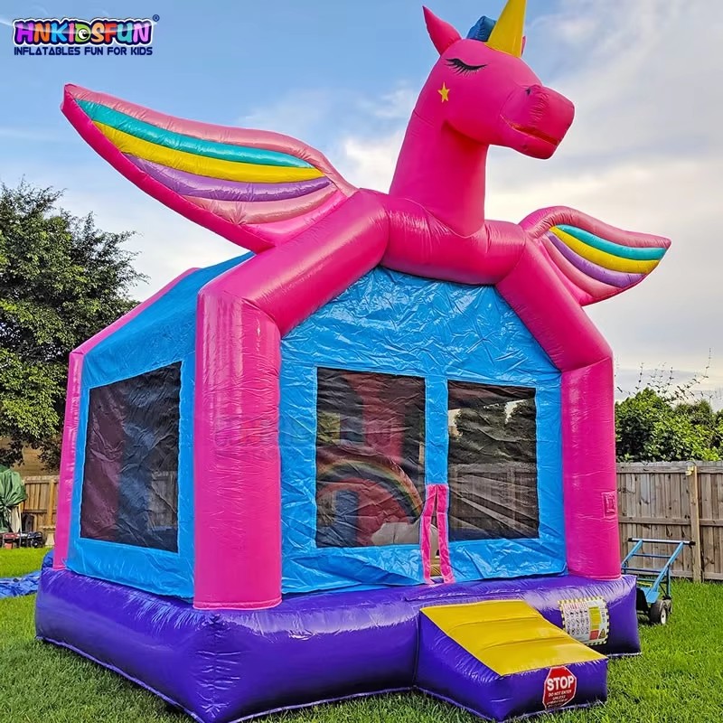 KFC88-Red Unicorn Inflatable Castle New Design Pegasus Bouncing House for Sale