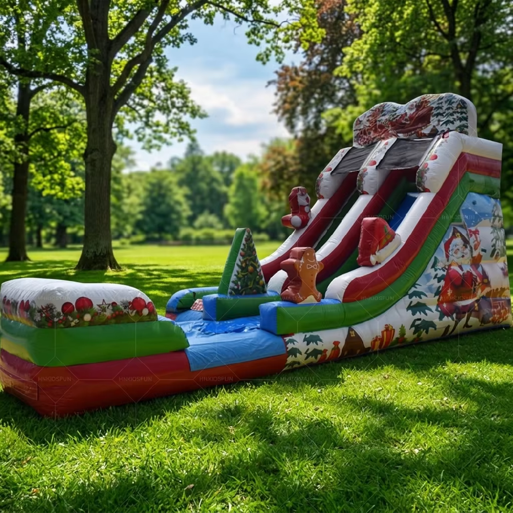KFS071-Hot Sale Commercial PVC Inflatable Water Slide Adult Kids Backyard Water Slide With Pool Christmas Slides