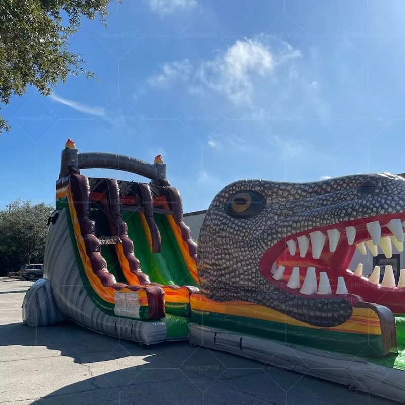KFS090-Inflatable Double lane Water Slide Dinosaur Inflatable Bouncer Slide for Kids Adults