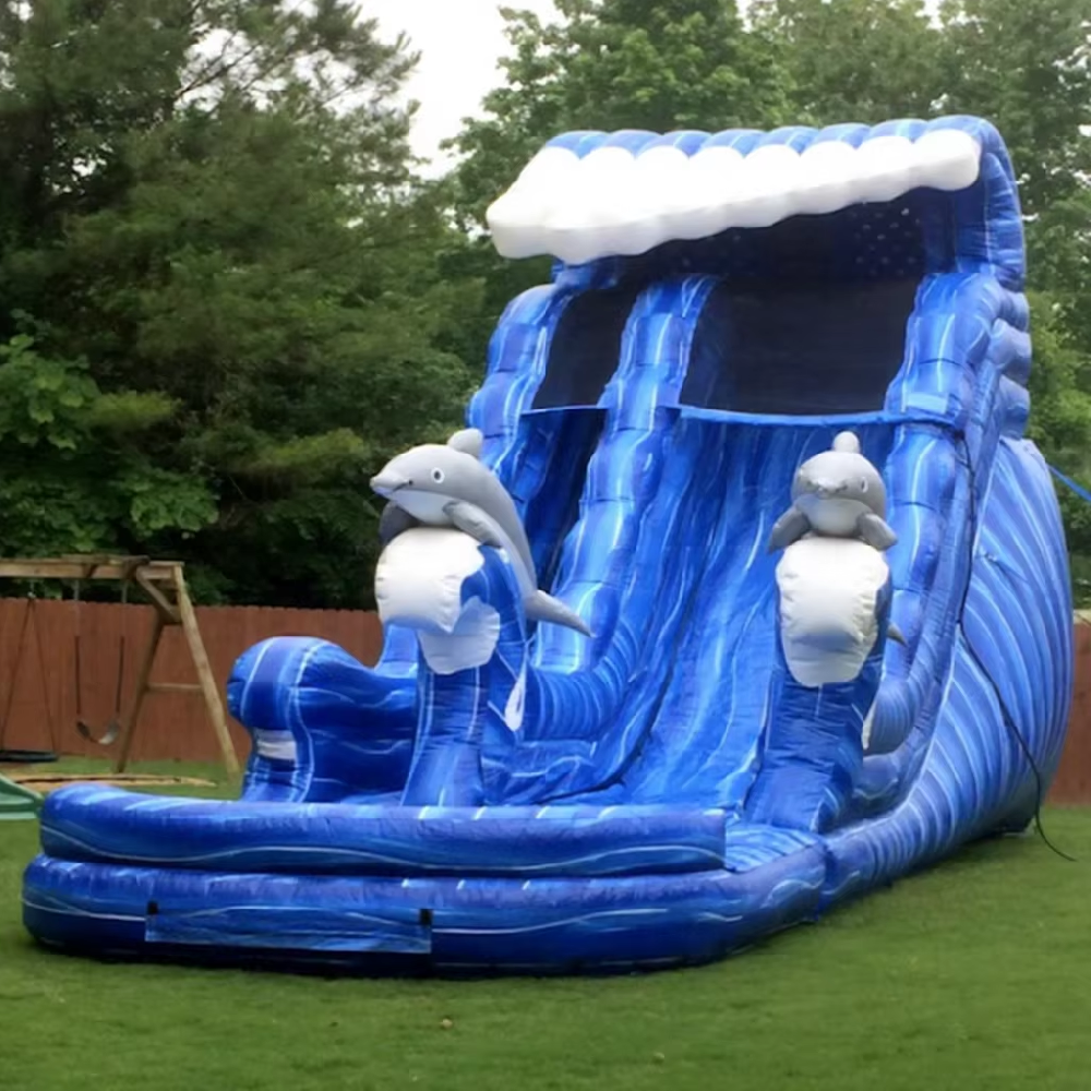 KFS092-Dolphins Water Slide Inflatable Commercial Large Water Slide Pvc Water Slide Rental Business