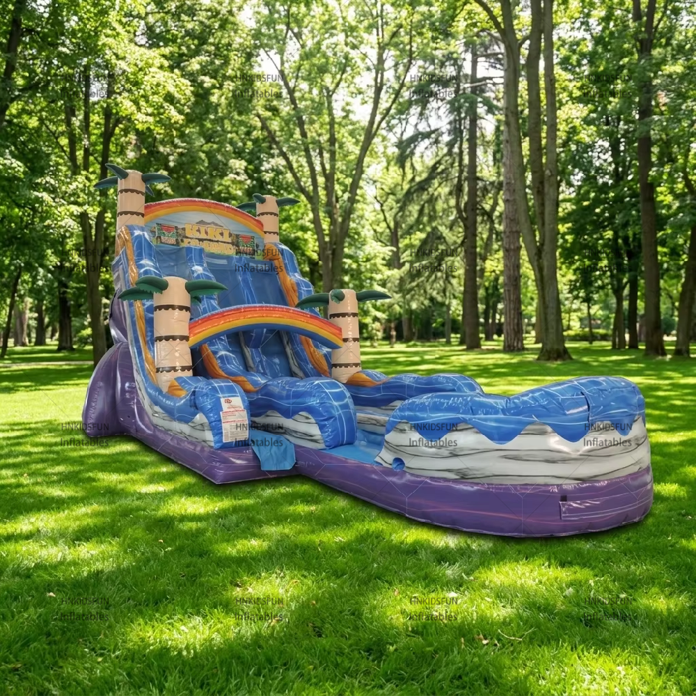 KFS103-Custom Design Outdoor Inflatable Water Slide Colorful Coconut Tree Inflatable Water Slide