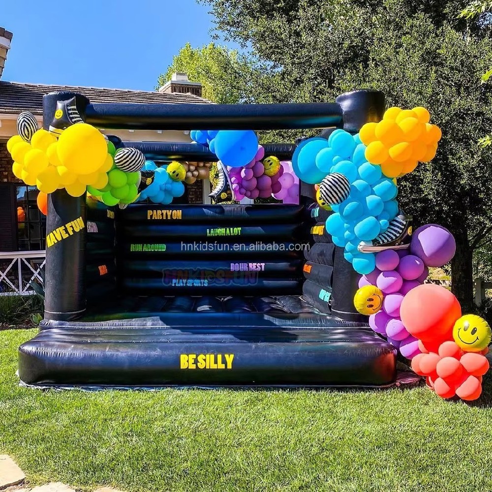 KFC134-Commercial Grade Kids Outdoor Backyard Wedding Bouncy Castle Inflatable Black Bounce House for Party