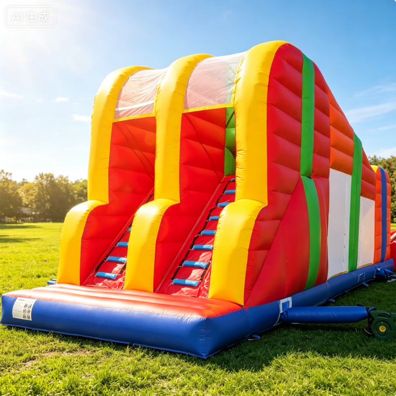KFG304-Inflatable Obstacle Course Zip Line Wipeout Big Red Balls Commercial PVC for Party Rental Business