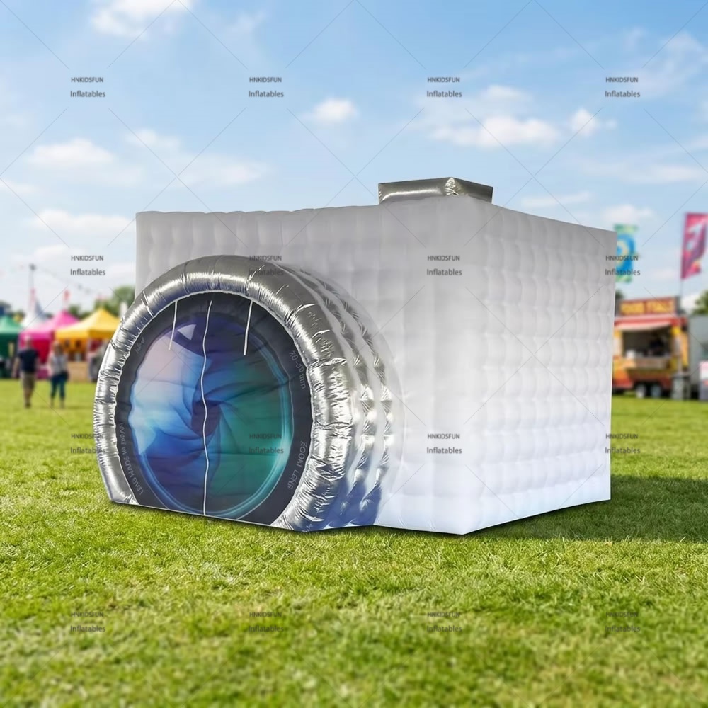 KFT047-Inflatable Photo Booth Enclosure Camera Shaped Inflatable Cube Tent Backdrop for Wedding, Event, Show