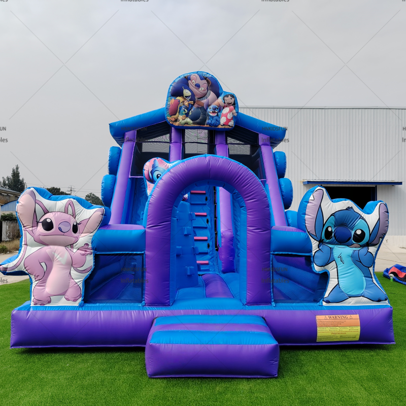 KFS115-Custom Double-Sided Cartoon Inflatable Playground Slide Bouncy Castle Combo Commercial Grade PVC 3-Year Warranty Easy Setup