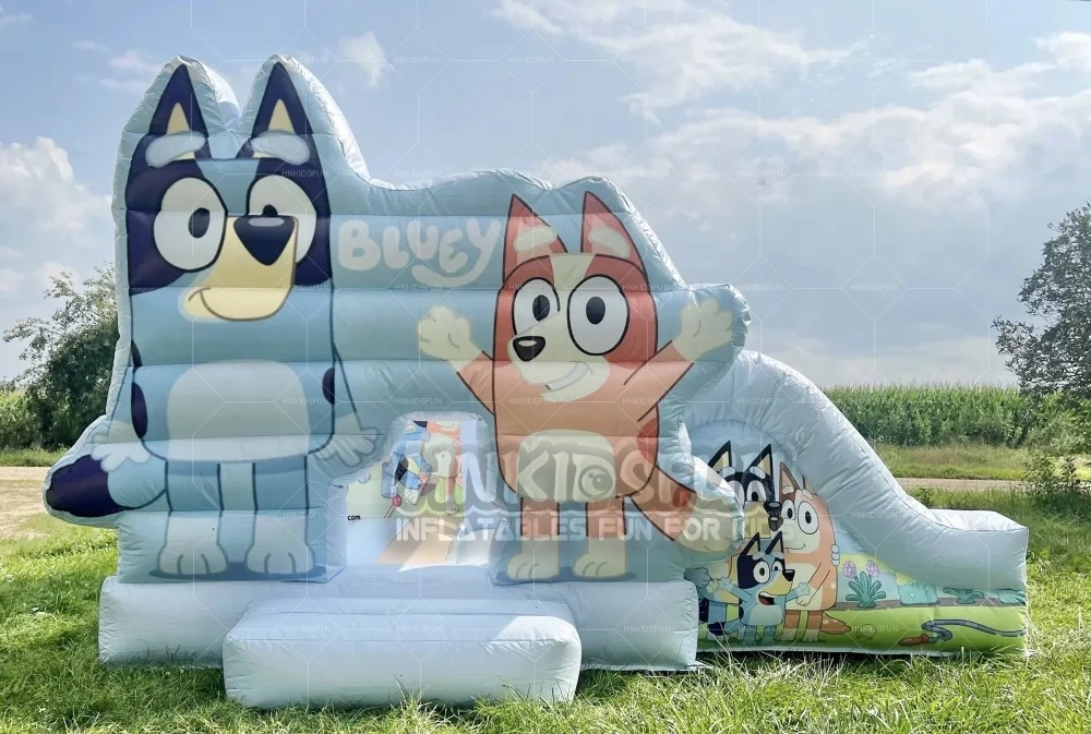 KFS118-Commercial Popular Kids Blue Bouncer Inflatable Bouncy Castle Bounce House with Slide Combo Jumping Castle for Party Rental