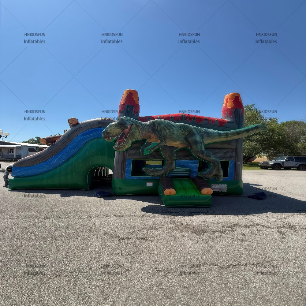KFC155-Dino Park Kids Party Jumper Water Floating Bouncer Commercial Large Inflatable Dinosaur Slide